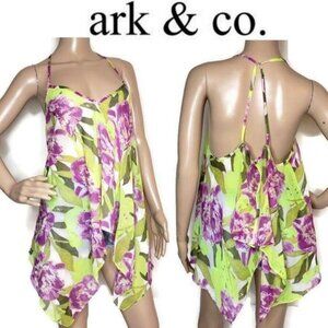 Ark & Co. Floral Sleeveless Tunic Top S Lightweight Beachwear tank top flowey
